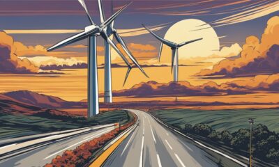 Wind Turbine On Highway