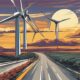 Wind Turbine On Highway