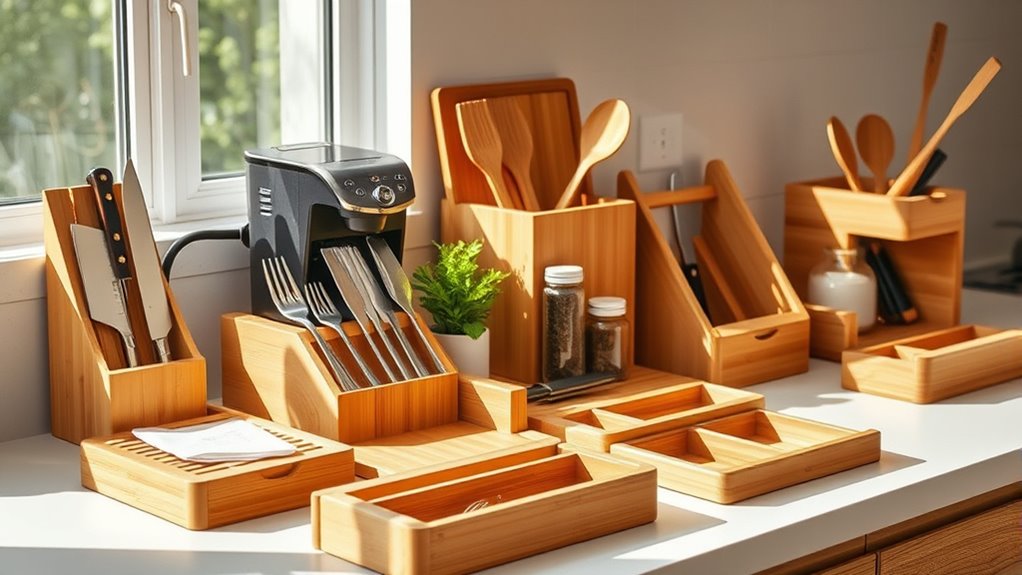 bamboo kitchen counter organizers