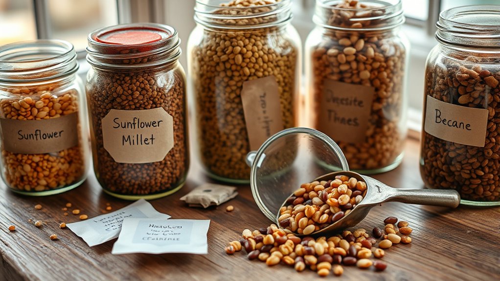 store seeds in cool dry containers