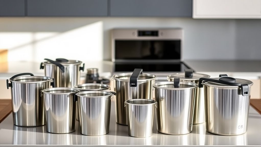 stylish stainless steel compost pails