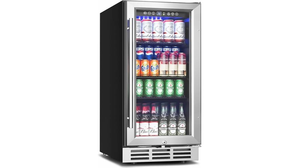 15 inch glass door beverage fridge