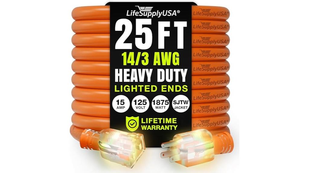 25 foot heavy duty extension cord
