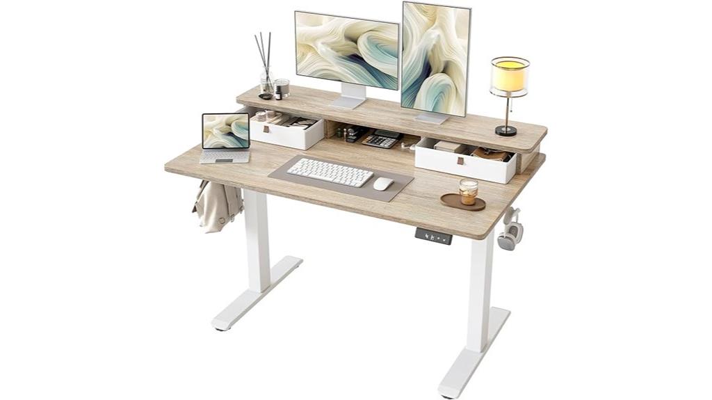adjustable standing desk with drawers