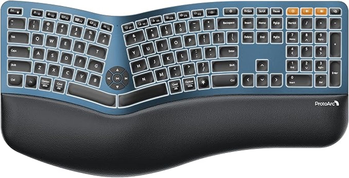 backlit bluetooth ergonomic keyboard