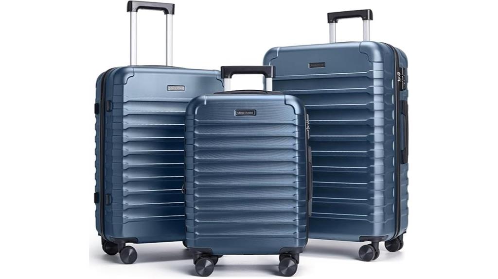 durable three piece luggage set