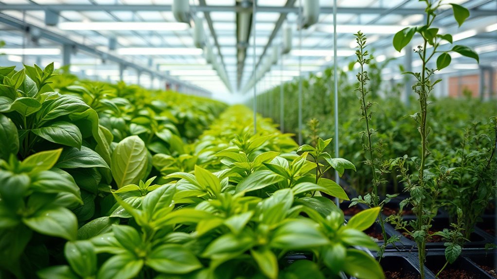 greenhouse basil herb cultivation