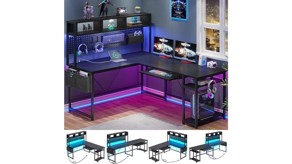 l shaped gaming desk with outlets