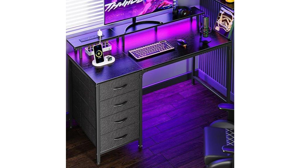 large led lit computer desk