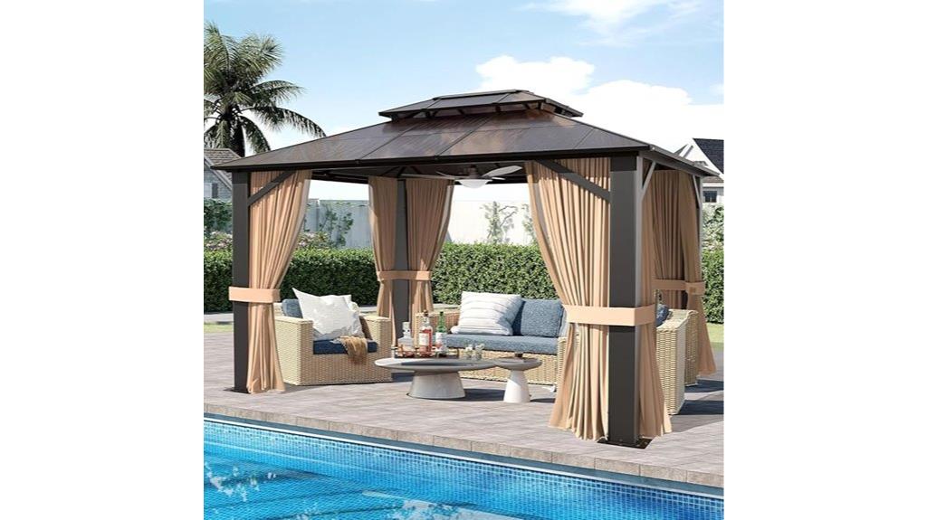 large outdoor gazebo with curtains
