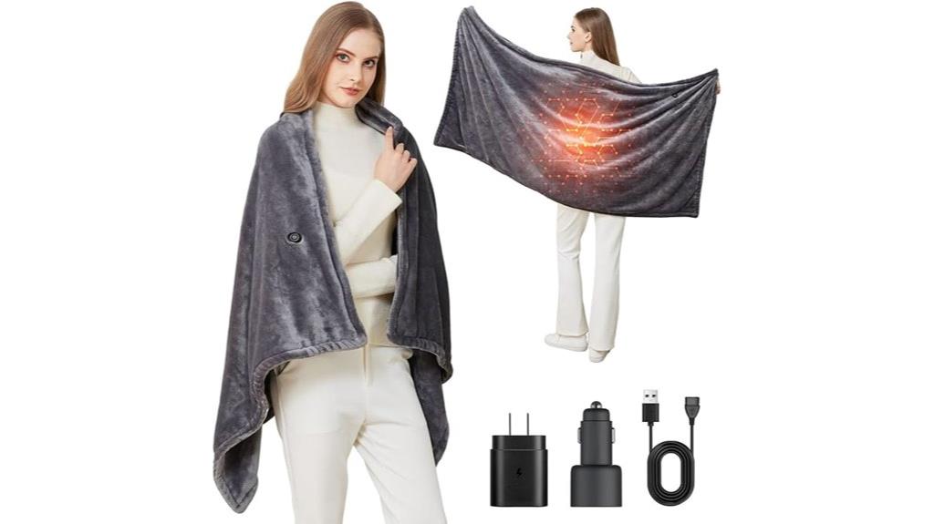 portable heated blanket with adapters