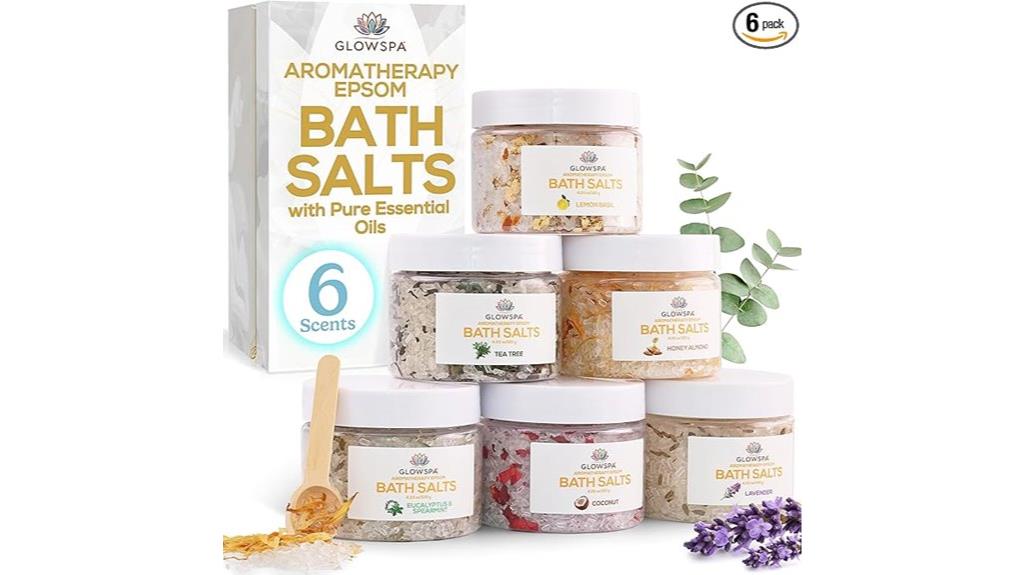 six scented bath salts