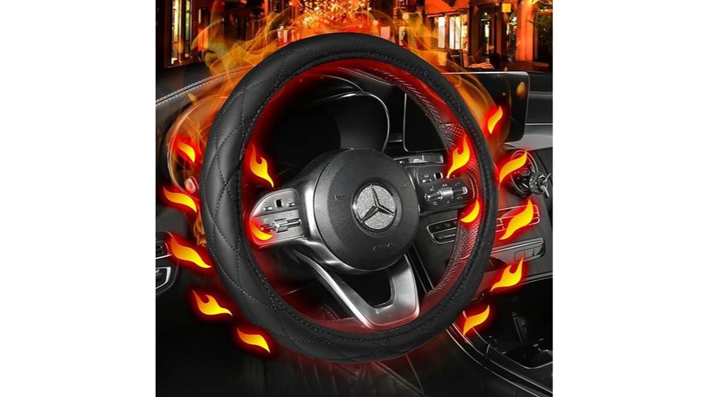warm heated steering wheel cover
