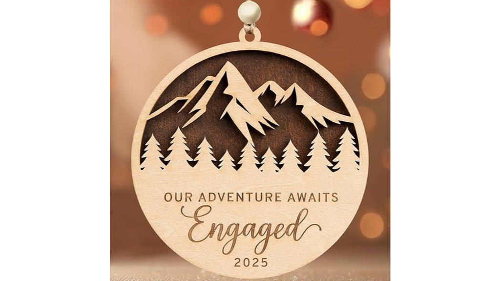 double layer wooden engagement ornament