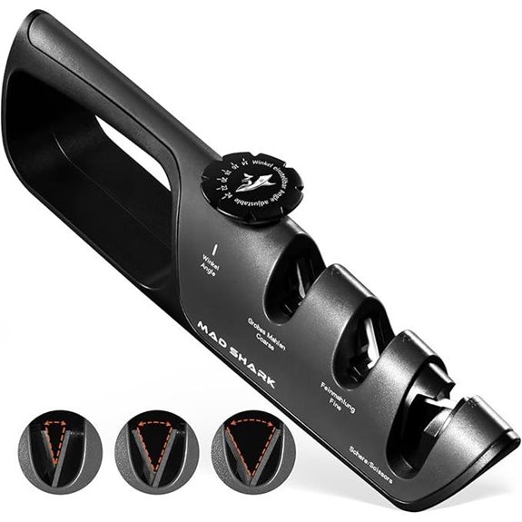 MAD SHARK Adjustable Knife Sharpener with Coarse & Fine