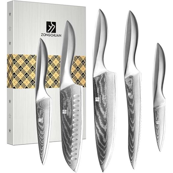 Damascus Chef Knife Set 5 pcs High Carbon Steel