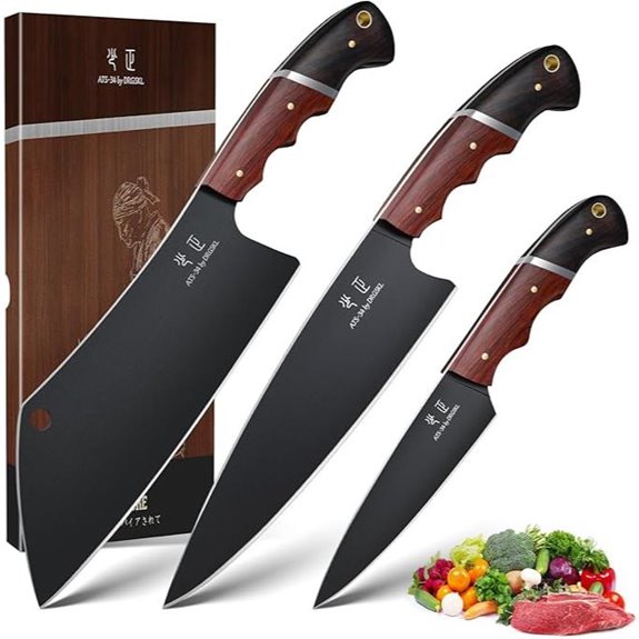 Japanese Chef Knife Set – 3 Pieces with Wooden Handles